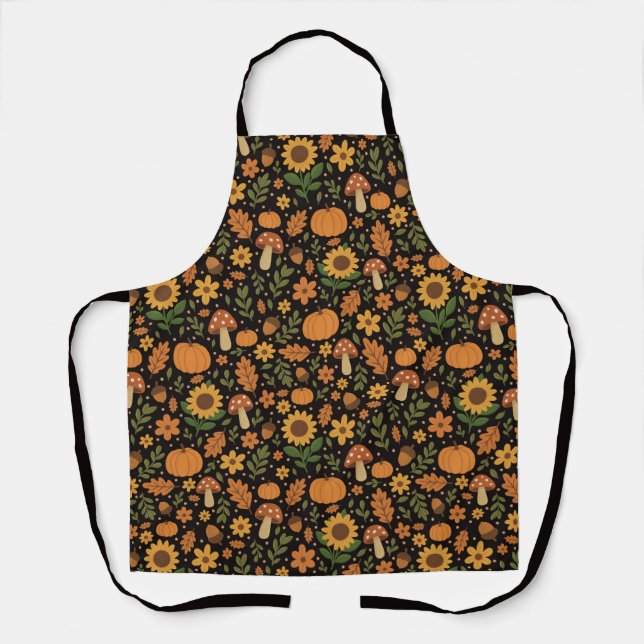 Hand Drawn Rustic Fall Pattern Apron (Front)