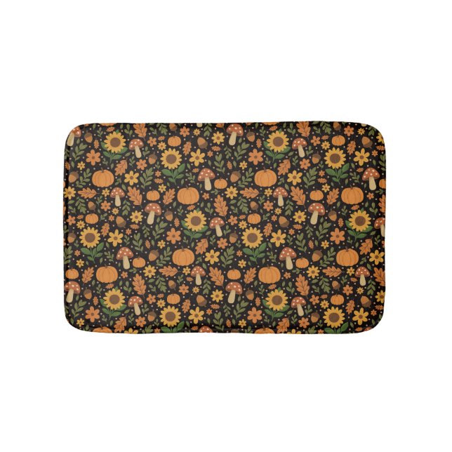 Hand Drawn Rustic Fall Pattern Bath Mat (Front)