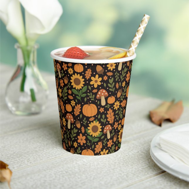 Hand Drawn Rustic Fall Pattern Paper Plates Cups (Insitu)