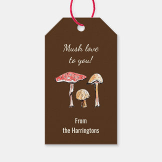 Hand-Drawn Rustic Mushrooms Brown Woodland Gift Tags