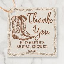 Hand Drawn Rustic Western Cowgirl Boots Thank You