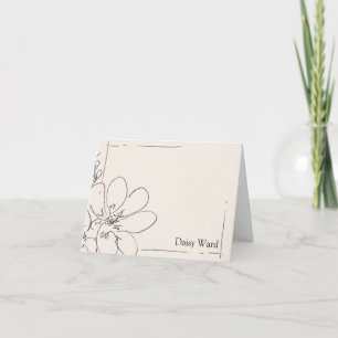 Hand-Drawn Rustic Wildflower Personalised Cream Note Card