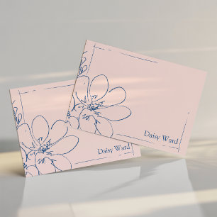 Hand-Drawn Rustic Wildflower Personalised Pink Note Card