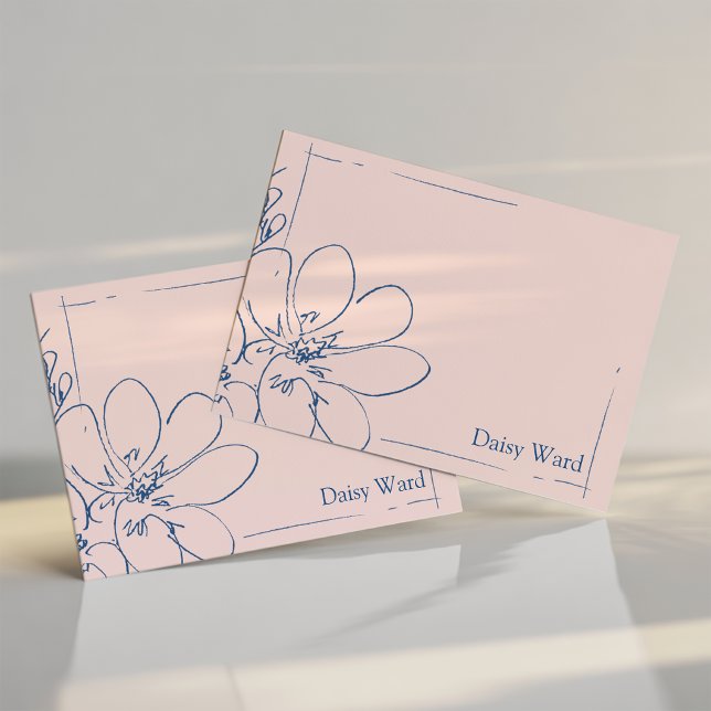 Hand-Drawn Rustic Wildflower Personalised Pink Note Card (Creator Uploaded)
