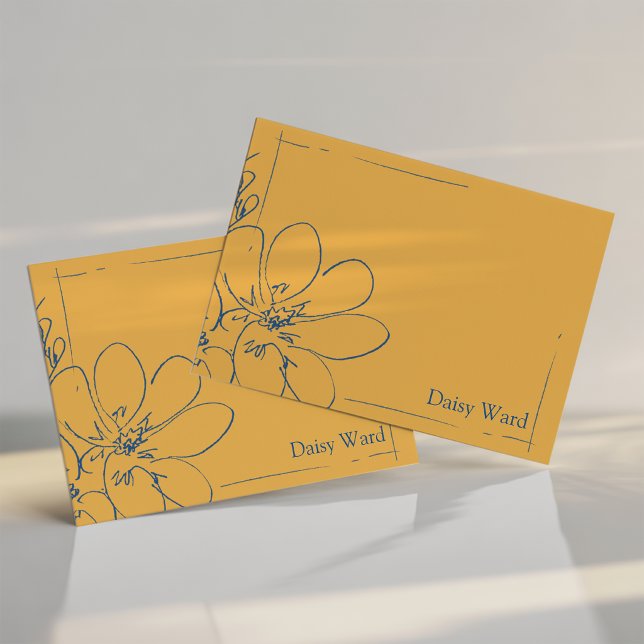 Hand-Drawn Rustic Wildflower Personalised Yellow Note Card (Creator Uploaded)