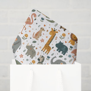 Hand Drawn Safari Animal Print Tissue Paper