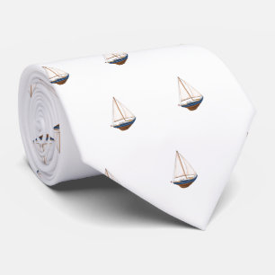 Hand Drawn Sailboat Coastal New England Wedding  Tie