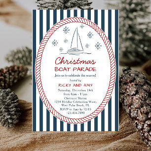 Hand Drawn Sailboat Stripes Christmas Boat Parade Invitation