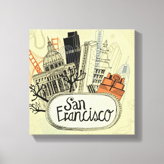Hand Drawn San Francisco Canvas Print (Front)