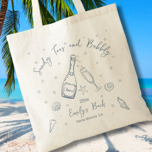Hand Drawn Sandy Toes and Bubbly Bachelorette Tote Bag