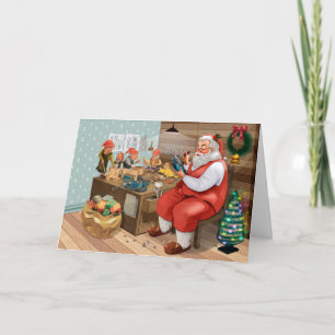 Hand Drawn Santa Claus Working Card