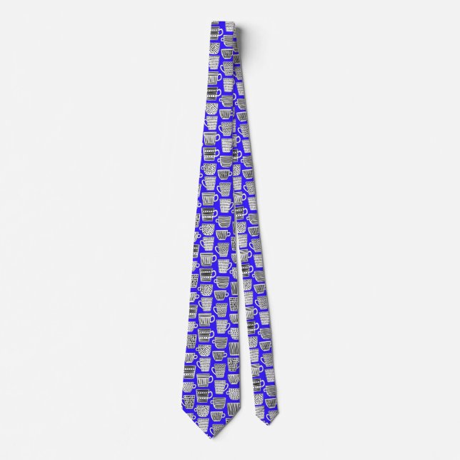 Hand-Drawn Scandinavian Style Coffee Cups Tie (Front)