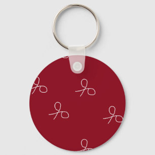 Hand drawn scissors on maroon red key ring