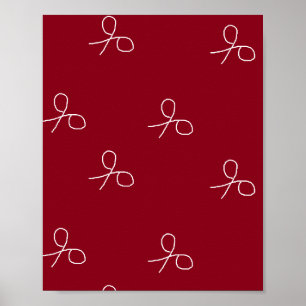 Hand drawn scissors on maroon red poster