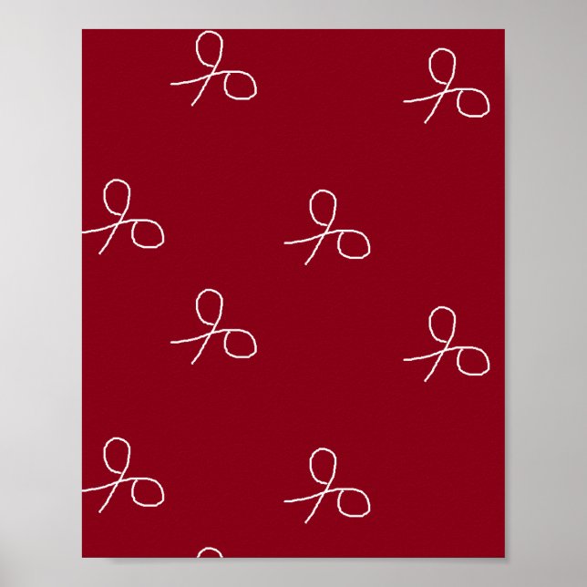 Hand drawn scissors on maroon red poster (Front)