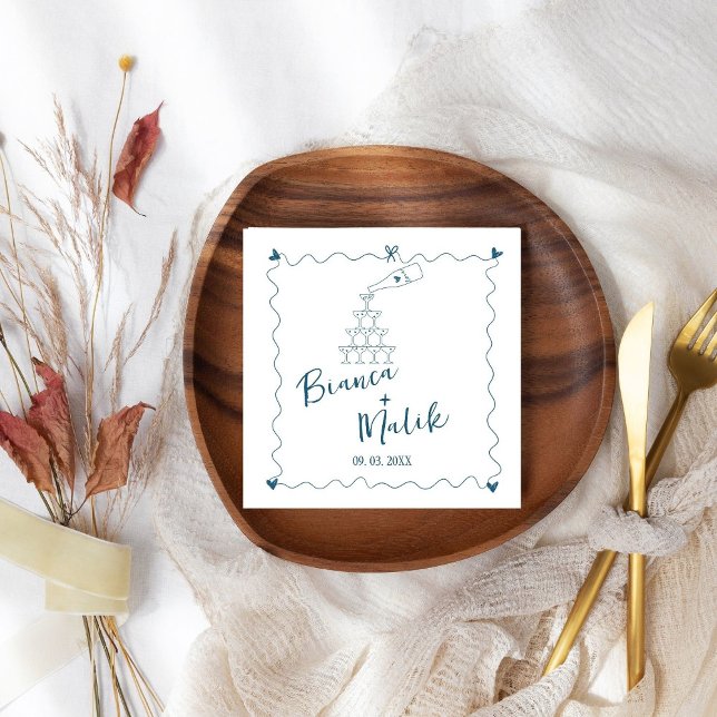 Hand drawn Scribble Black illustration Wedding Napkin (Creator Uploaded)