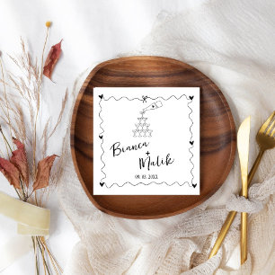Hand drawn Scribble Black illustration Wedding Napkin
