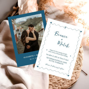 Hand drawn Scribble blue illustration Wedding Invitation