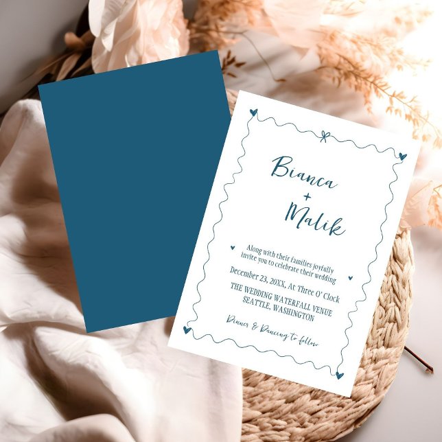 Hand drawn Scribble  blue illustration Wedding Invitation (Creator Uploaded)