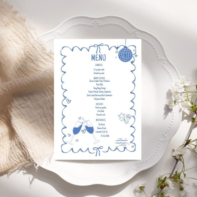 Hand drawn Scribble coastal illustration Wedding  Menu (Creator Uploaded)