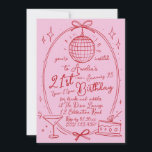 Hand Drawn Scribble Cocktail 21st Any Age Invitation<br><div class="desc">Celebrate your milestone 22st birthday in style with this chic Pink Disco Ball Invitation. Featuring a playful disco ball design, martini glass, and cake illustrations on a vibrant pink background, this customisable invitation is perfect for a fun and festive celebration. Easily personalise the text to include your party details and...</div>