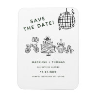 Hand Drawn Scribble Disco Wedding Save The Date