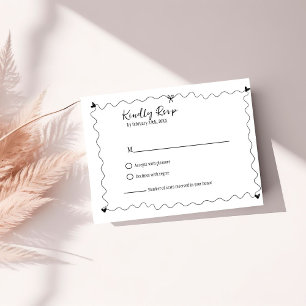 Hand drawn Scribble illustrations Wedding RSVP Card