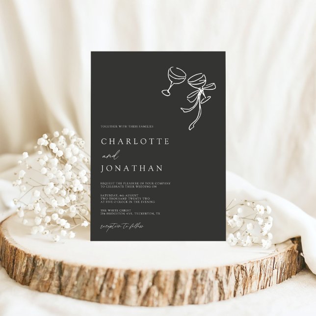 Hand Drawn Scribble Modern Black Wedding Invitation (Creator Uploaded)