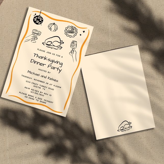 Hand Drawn Scribble Thanksgiving Dinner Invitation (Creator Uploaded)