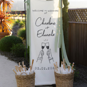 Hand Drawn Scribble Wedding Welcome Banner