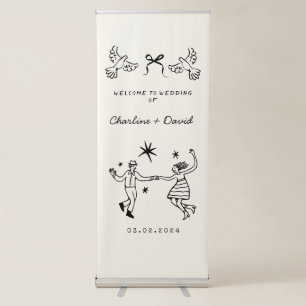 Hand Drawn Scribble Wedding Welcome Retractable Banner