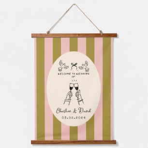 Hand Drawn Scribble Wedding Welcome Sign Hanging Tapestry
