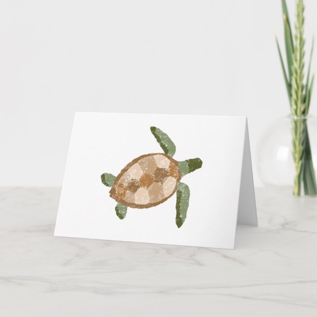 Hand Drawn Sea Turtle Blank Greeting Card (Front)
