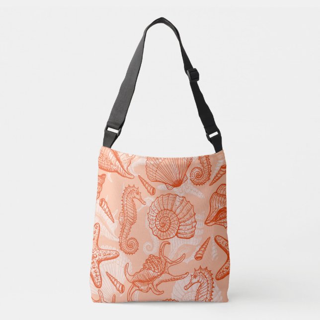 Hand Drawn Sea: Vintage Pattern Crossbody Bag (Front)