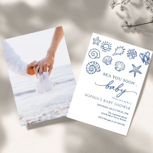 Hand drawn sea you soon, under the sea baby shower invitation