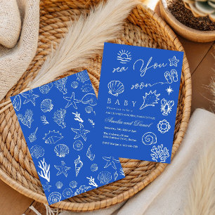 Hand drawn sea you soon, under the sea baby shower invitation