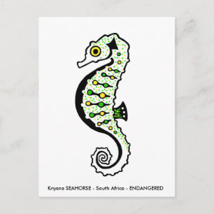 Hand drawn -  SEAHORSE- Animal lover - - Wildlife Postcard
