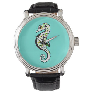 Hand drawn - SEAHORSE - Nature - Aqua watch