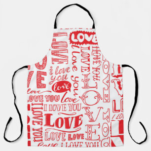 hand-drawn seamless background with love doodles apron