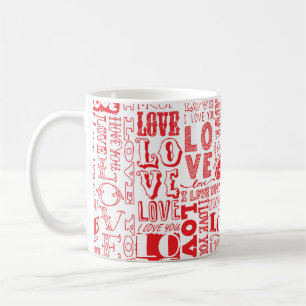 hand-drawn seamless background with love doodles coffee mug