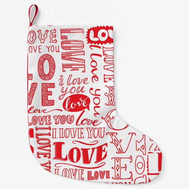 hand-drawn seamless background with love doodles  small christmas stocking (Front)
