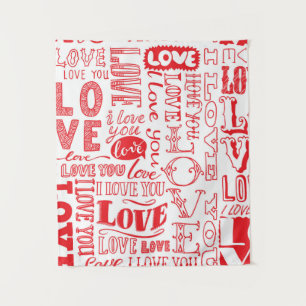 hand-drawn seamless background with love doodles  tapestry