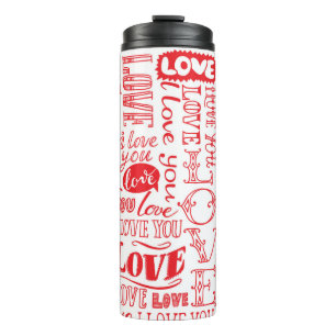 hand-drawn seamless background with love doodles thermal tumbler