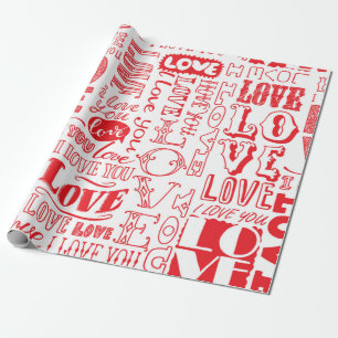 hand-drawn seamless background with love doodles wrapping paper