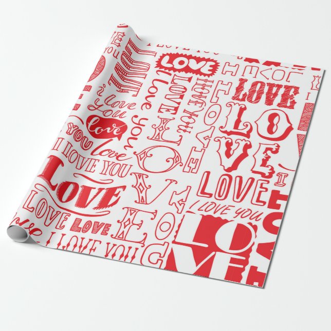 hand-drawn seamless background with love doodles  wrapping paper (Unrolled)