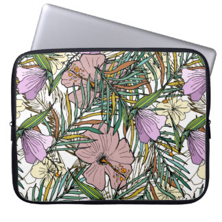 Hand Drawn Seamless Background With Palm Leaves An Laptop Sleeve