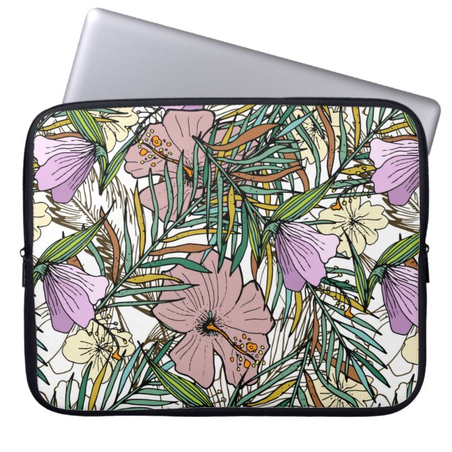 Hand Drawn Seamless Background With Palm Leaves An Laptop Sleeve (Front)