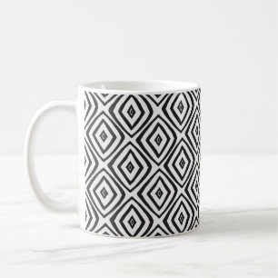 Hand drawn seamless pattern in black and white. coffee mug