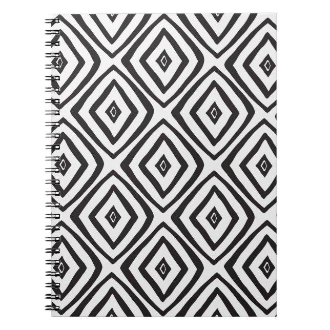 Hand drawn seamless pattern in black and white.  notebook (Front)