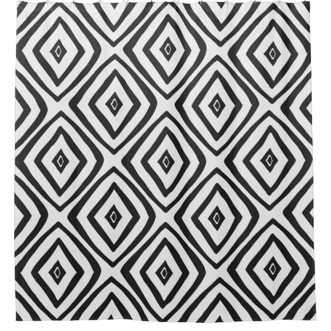 Hand drawn seamless pattern in black and white.  shower curtain (Front)